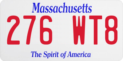 MA license plate 276WT8