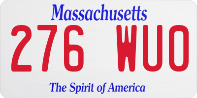 MA license plate 276WU0