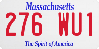 MA license plate 276WU1