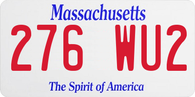 MA license plate 276WU2