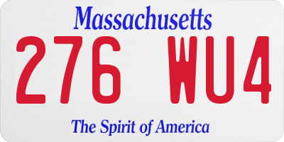 MA license plate 276WU4