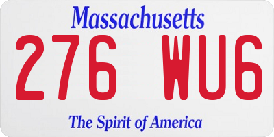 MA license plate 276WU6