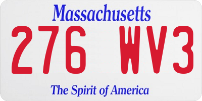MA license plate 276WV3