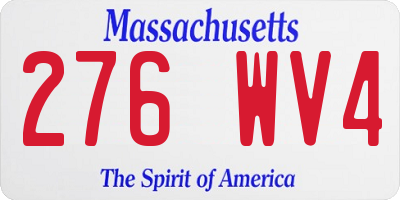MA license plate 276WV4