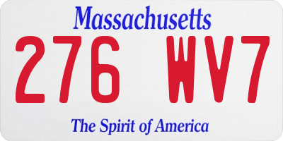 MA license plate 276WV7