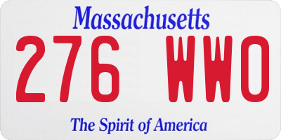 MA license plate 276WW0