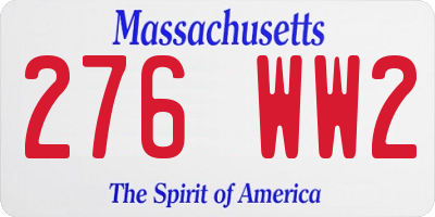 MA license plate 276WW2