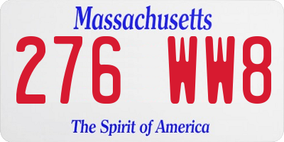 MA license plate 276WW8
