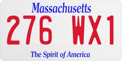 MA license plate 276WX1