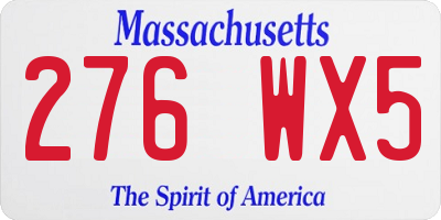 MA license plate 276WX5