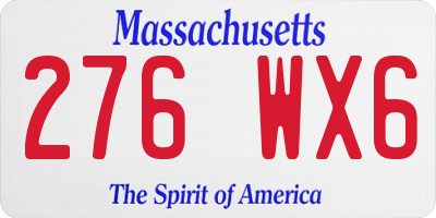 MA license plate 276WX6