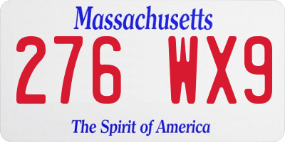 MA license plate 276WX9