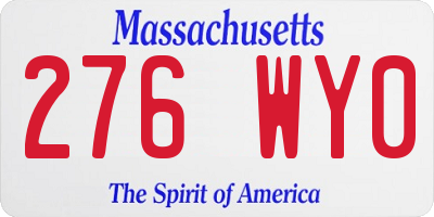 MA license plate 276WY0