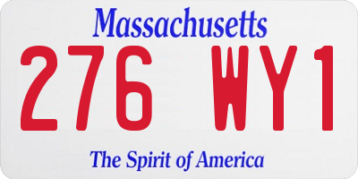 MA license plate 276WY1