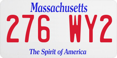 MA license plate 276WY2