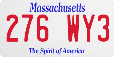 MA license plate 276WY3
