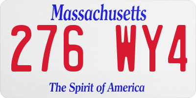 MA license plate 276WY4