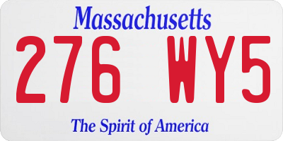 MA license plate 276WY5