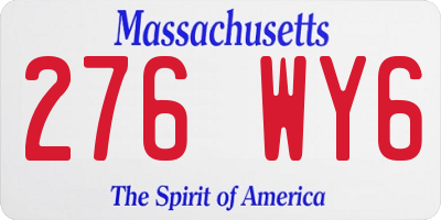 MA license plate 276WY6