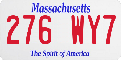 MA license plate 276WY7