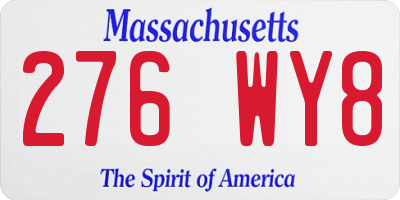 MA license plate 276WY8