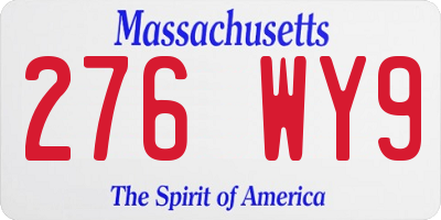 MA license plate 276WY9
