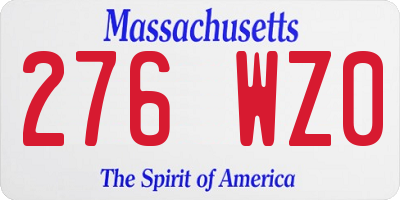 MA license plate 276WZ0