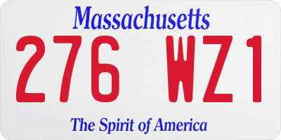 MA license plate 276WZ1