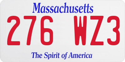 MA license plate 276WZ3
