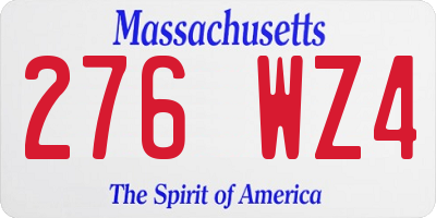 MA license plate 276WZ4