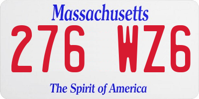 MA license plate 276WZ6