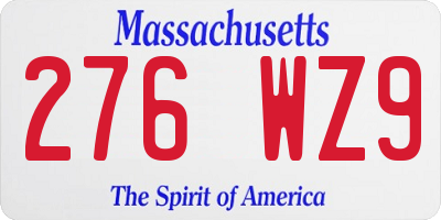 MA license plate 276WZ9