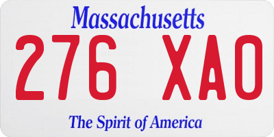MA license plate 276XA0