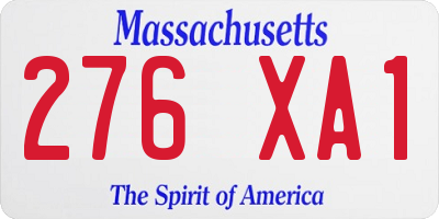 MA license plate 276XA1