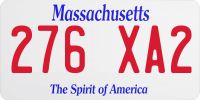MA license plate 276XA2