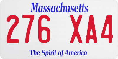 MA license plate 276XA4