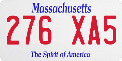 MA license plate 276XA5