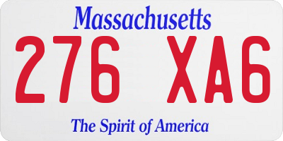 MA license plate 276XA6