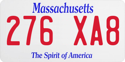 MA license plate 276XA8