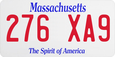 MA license plate 276XA9