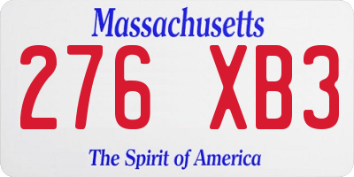 MA license plate 276XB3