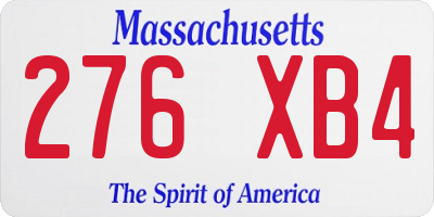 MA license plate 276XB4