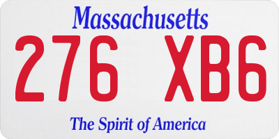 MA license plate 276XB6