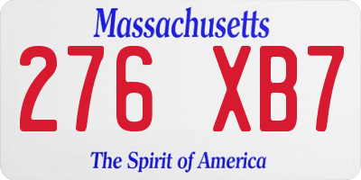 MA license plate 276XB7