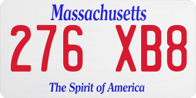MA license plate 276XB8