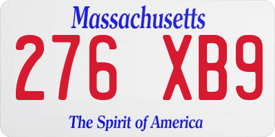 MA license plate 276XB9