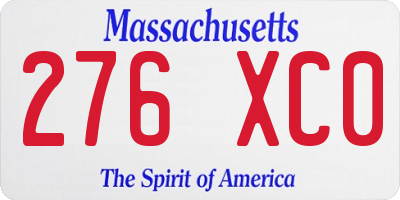 MA license plate 276XC0