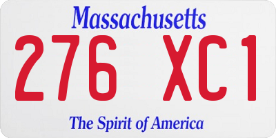 MA license plate 276XC1