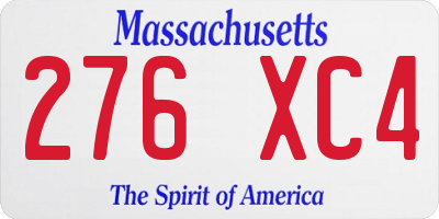 MA license plate 276XC4