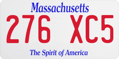 MA license plate 276XC5